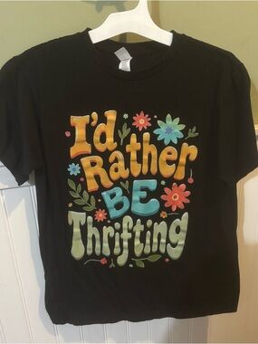 I'd Rather Be Thrifting Graphic Tee - Black
